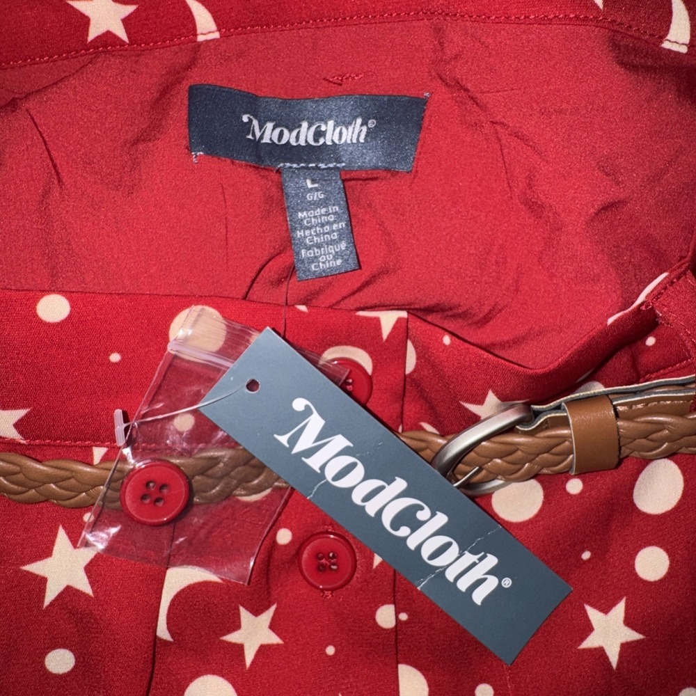 Modcloth Skirt Red Moon & Stars Large Whimsigoth Witch Cottage Core NWT - Picture 8 of 16